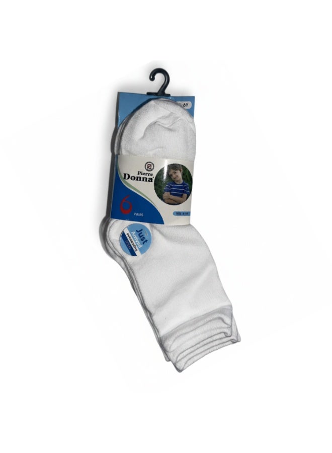 بيير دونا جوارب طويلة للأولاد عبوة 6 قطع – أبيض | مزيج قطن ناعم | قابلة للتنفس ومرنة لراحة فائقة | للمدرسة والاستخدام اليومي | العمر 7–9 سنوات - Image 2